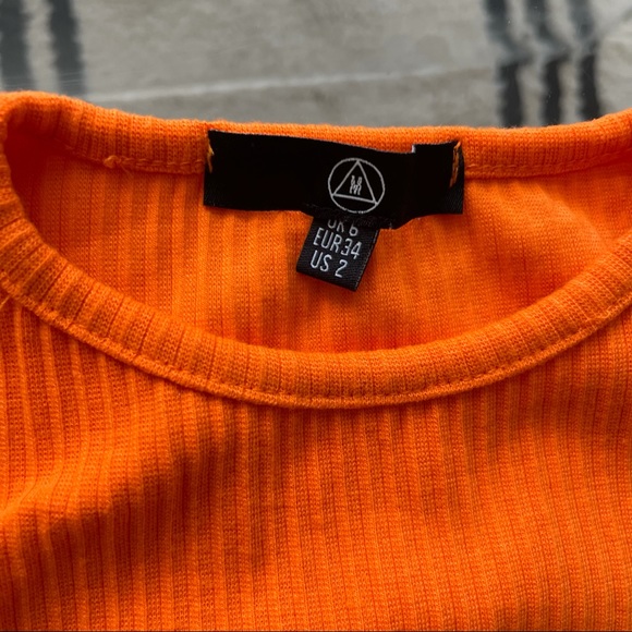 Misguided Orange Scallop Hem Dress Sz 2 - Picture 7 of 9